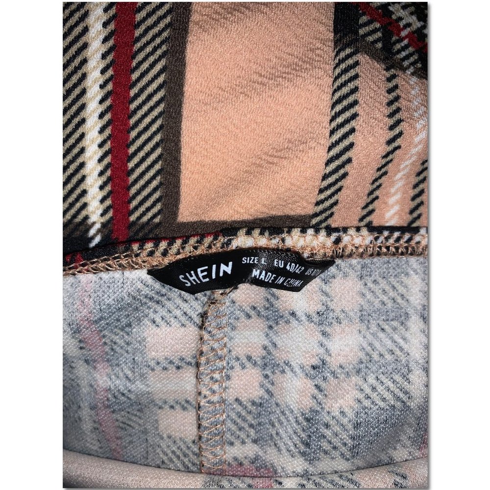 Shein Plaid Dress Size Large Cream and Black Plaid Minidress EUC - Picture 6 of 8